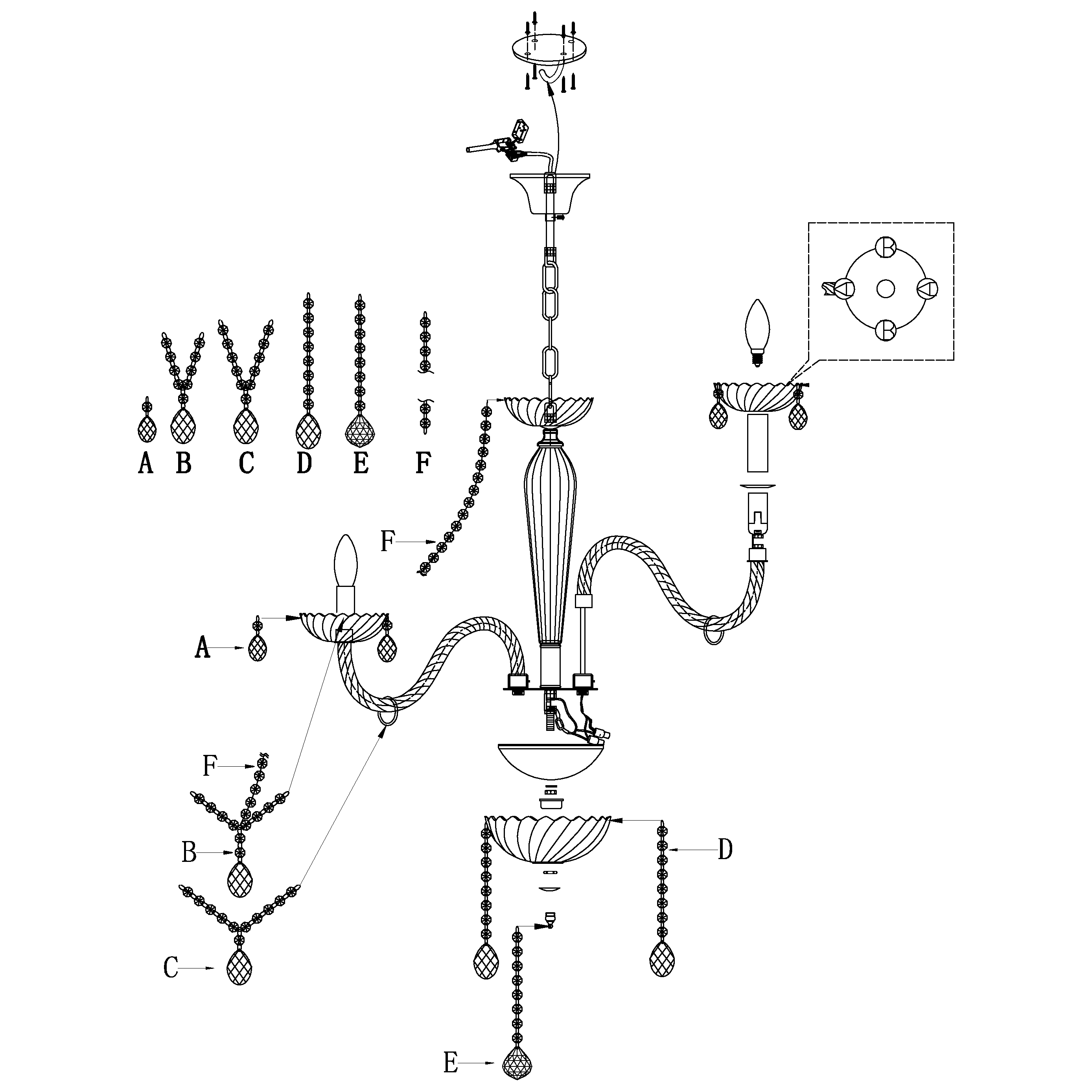 Candelabru EGLO BASILANO 39093 - imagine 5