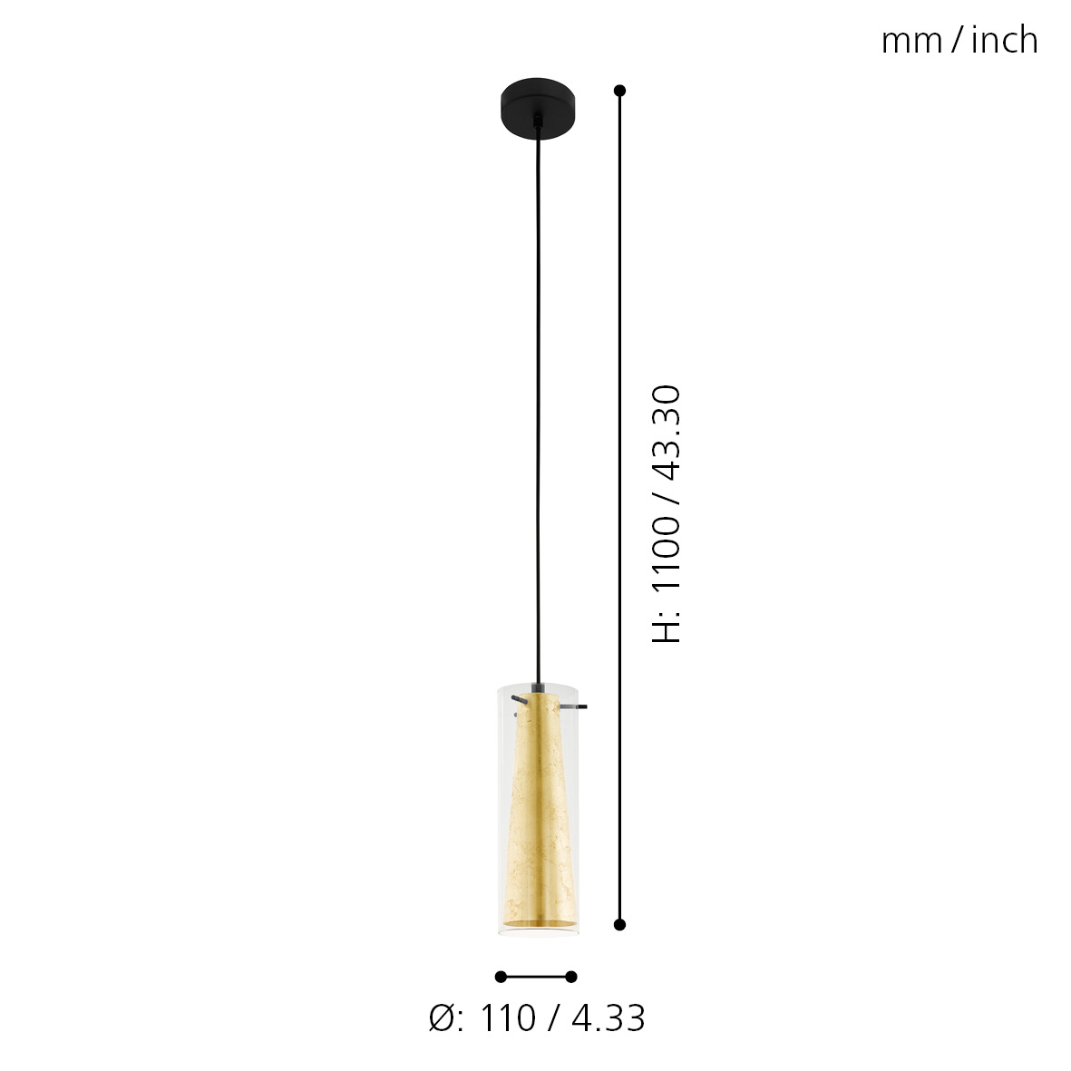 Pendul Abajur din sticlă PINTO GOLD 97651 - imagine 4