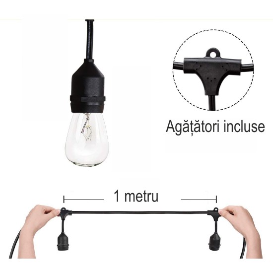 Ghirlanda luminoasa cu pendule, interconectabil, E27, IP65, 10m - imagine 4
