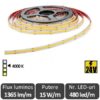 Bandă LED COB 15W/m CRI90 480led/m 24V, rolă 5m, alb-neutru