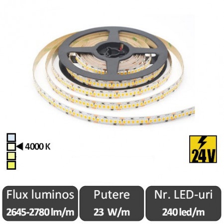 Alternative view of Banda LED – SMD2835 23W/m 240led/m CRI94 24V rola 5m 4000K alb-neutru