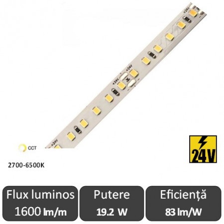 Banda led - SMD2835 19.2W/m CCT 2700-6500K 120led/m 24V rolă 5m