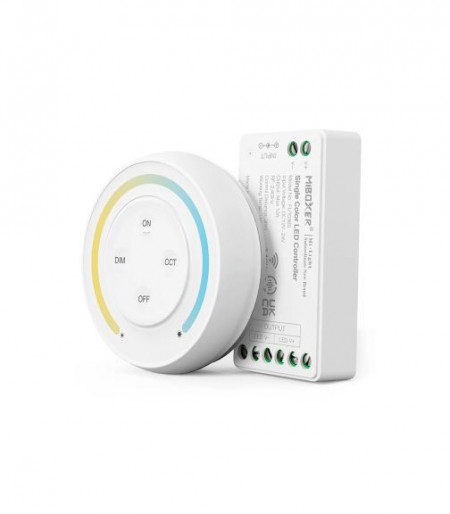 Kit dimmer și telecomandă albă perete CCT RF, 12A, 12-24V