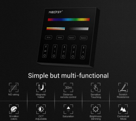 Telecomanda perete wireless 4 zone RGBW/CCT - imagine 6