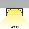 Profil LED lat tip A211, pentru montaj aplicat, lungime 2m