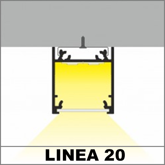 Profil LED aplicat LINEA 20, negru, lungime 2m