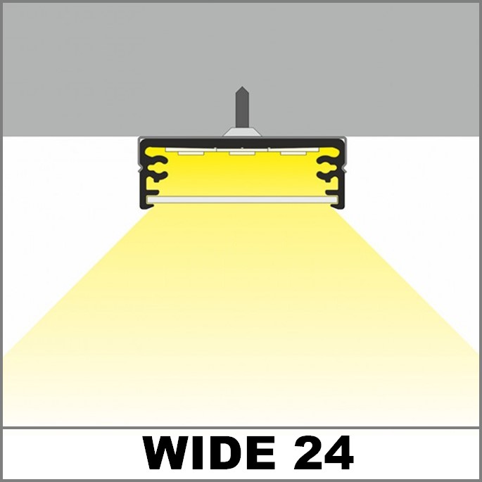 Profil LED aplicat WIDE 24, aluminiu, lungime 2m
