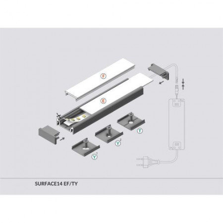 Profil LED aplicat SURFACE 14, aluminiu, lungime 2m - imagine 5