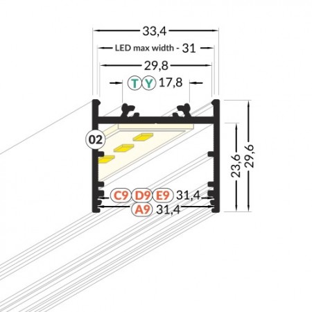 Profil LED aplicat VARIO 30-02, aluminiu, lungime 2m - imagine 3