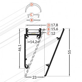 Profil LED aplicat WALLE 12, alb, lungime 2m - imagine 4