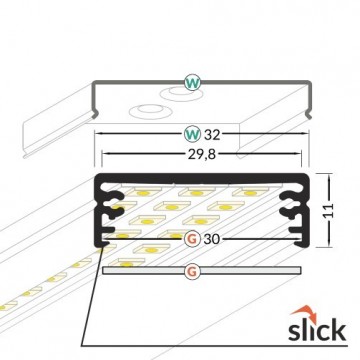 Profil LED aplicat WIDE 24, aluminiu, lungime 2m - imagine 4