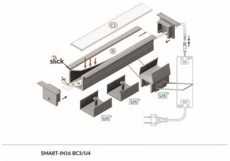 Profil LED Incastrat SMART-IN16, lungime 2m - imagine 3