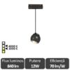 Pendul Magnetic, 12W 3000K 1000LM 36° OSRAM RA90 Φ100*134MM