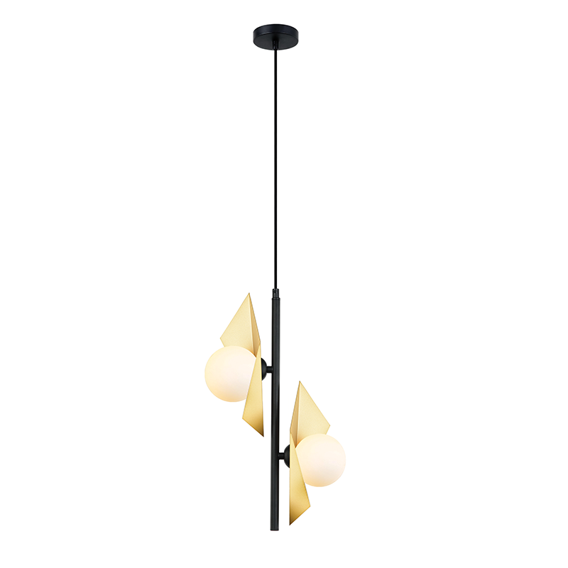 PENDUL POLYGO 2ΧG9 AURIU/NEGRU METAL+ STICLA 26Χ19ΧΗ118CM