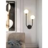 Aplica de perete 2xE14, Glob Sticla Mat Alb BD608/2 BK