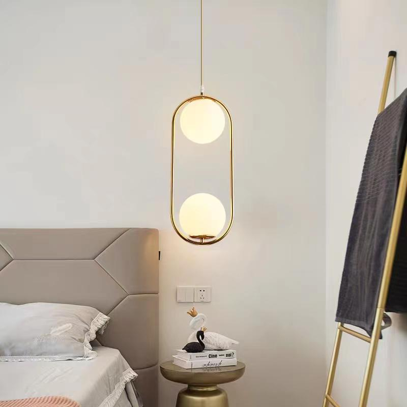 Alternative view of Pendul Pe Calbu Moderna Cu Glob Mat Alb E27X2 maxim 60W DF101/2