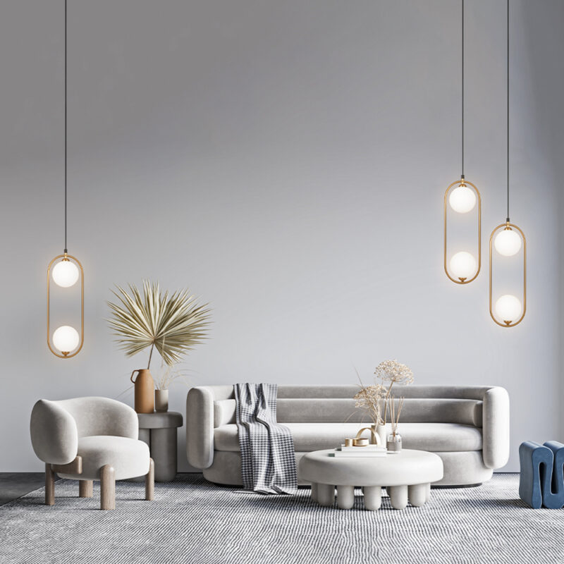 Alternative view of Pendul modern Maytoni Ring, metal alama, sticla alba MOD013PL-02BS1