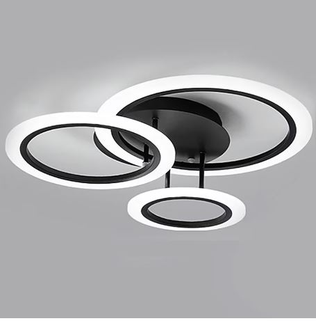 Alternative view of Lustra LED, Cu Telecomanda, 3 Tipuri De Lumina, Intensitate Reglabila, 74W, Negru G3373/1+1+1 BK