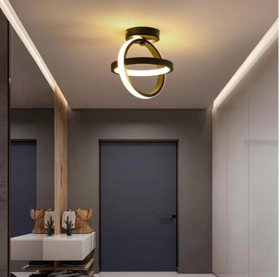 Plafoniera Led Inter 2 Cercuri , 3 Tipuri de lumina, Neagra