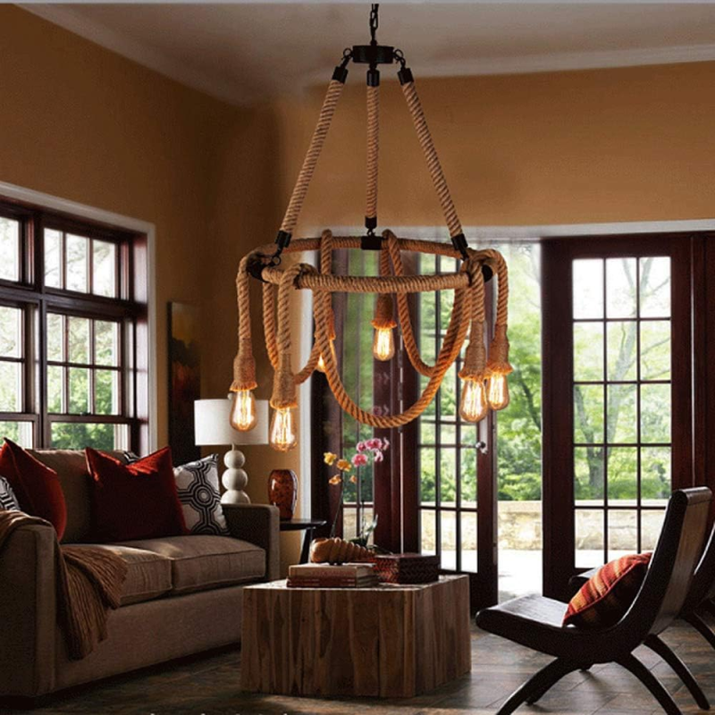 Lustra Rustic Cu 6 Soculuri E27, Max 6 X 40W 8097/6 - imagine 3
