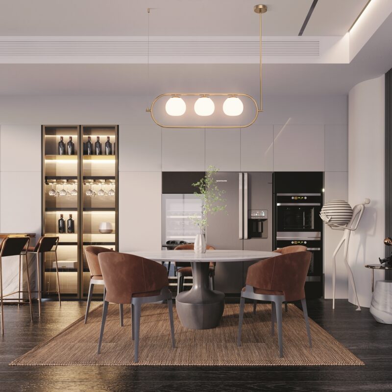 Alternative view of Suspensie Maytoni Erich, 3xE14, metal auriu, sticla alba MOD221PL-03BS