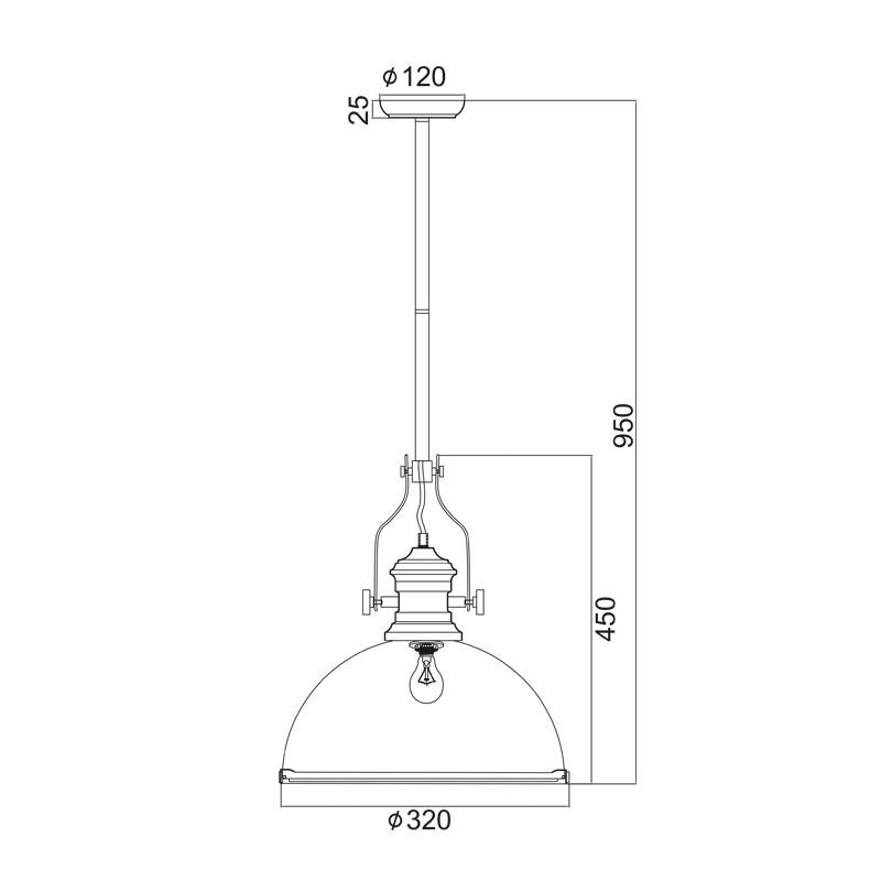 Alternative view of Pendul ACA BELL KS1300P311BK 1XE27