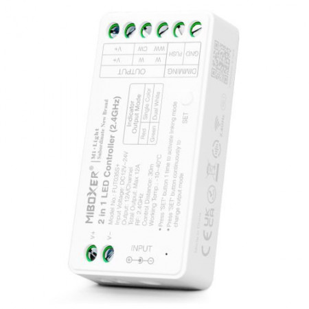 Controler MiBoxer Smart 2 în 1 monocolor/CCT RF, 12A, 12-24V