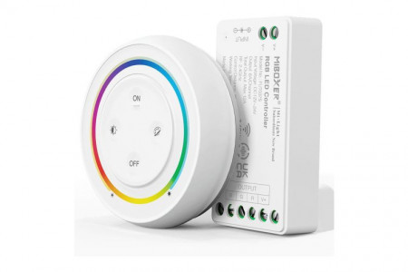 Kit RGBW MiBoxer Dimmer și telecomandă albă perete RF, 12A, 12-24V