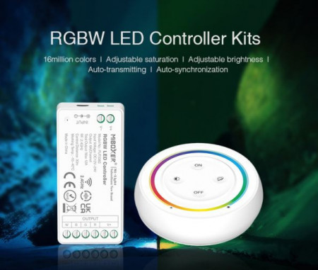 Alternative view of Kit RGBW MiBoxer Dimmer și telecomandă albă perete RF, 12A, 12-24V