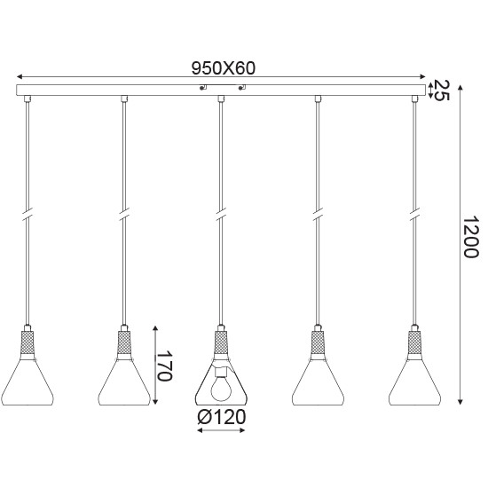 Alternative view of Lustra suspendata GN285PBK 5xE14