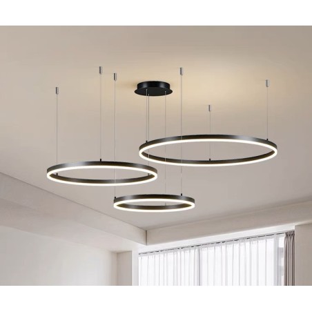 Lustra LED Ring Black 3 40+60+80 BK , Telecomanda