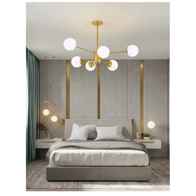 Lustra Cu 6 Globuri Alb Mat E27