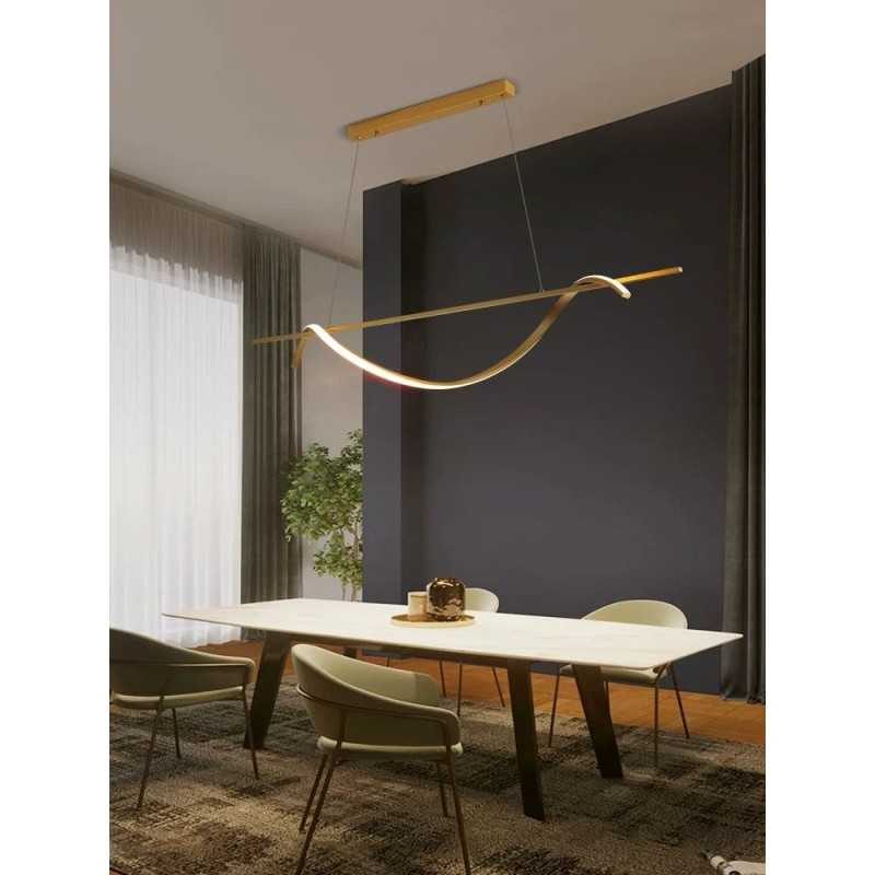 Lustra LED Gold Minimalist cu Telecomanda