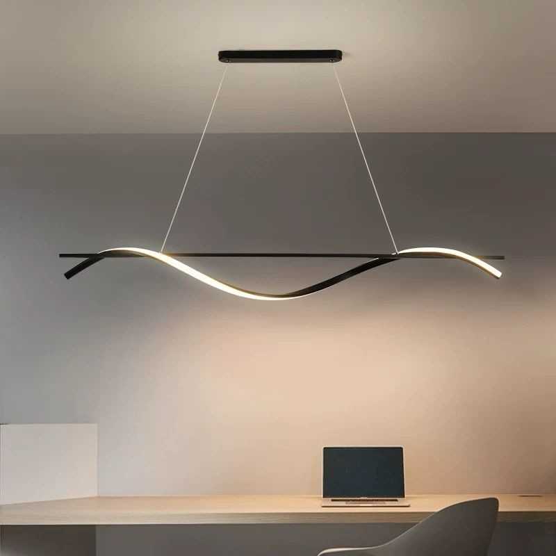 Alternative view of Lustra LED Negru Minimalist cu Telecomanda