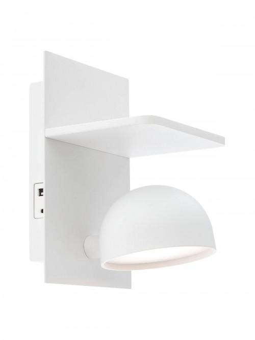 Aplica LED Seibi cu spot orientabil si USB Alb Mat