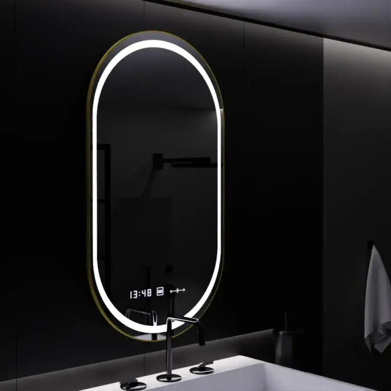 Alternative view of Oglinda LED Senzor, Dezaburire, Ceas, Rama Aurie 50x80cm DVB-W25