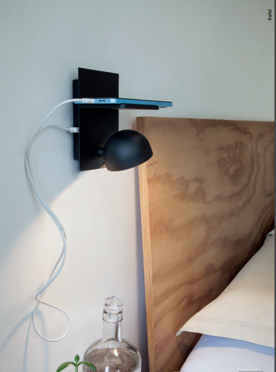 Alternative view of Aplica LED Seibi cu spot orientabil si USB Negru Mat