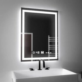 Oglinda LED Senzor, Dezaburire si Ceas 45x60cm DVB-W09SS