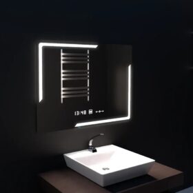 Oglinda LED Senzor, Dezaburire si Ceas 80x60cm DVB-1021
