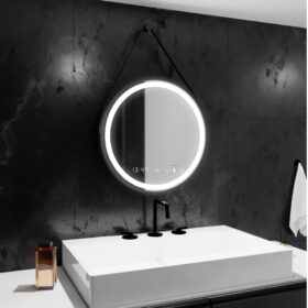 Oglinda LED Senzor, Dezaburire-Ceas, Rama Neagra 50x50cm DVB-D009