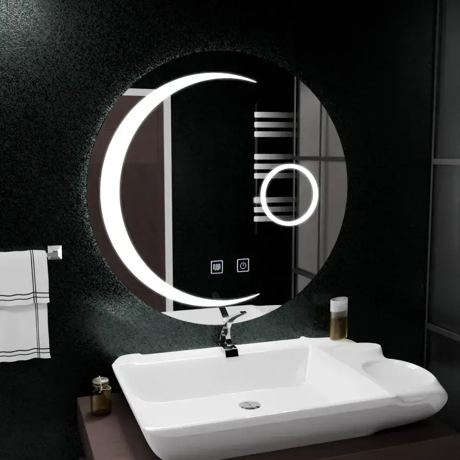 Oglinda LED OLLIE Rotunda, 60cm, Sistem Dezaburire, Dimabila