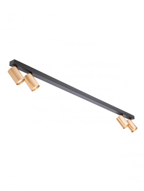 Sina spoturi negru/aur mat, 4XGU10, L.118 cm