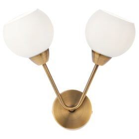 Aplica Pluri, 2 x E27, bronz antic + alb opal
