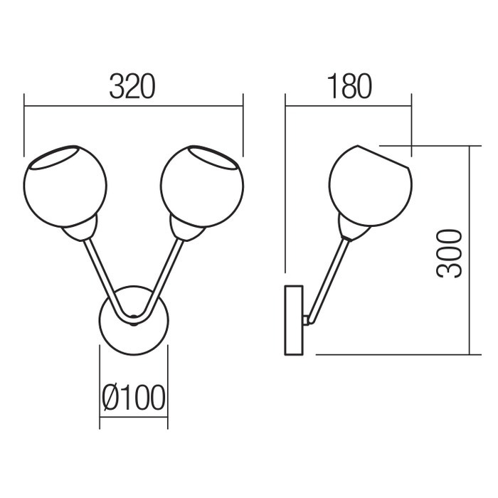 Alternative view of Aplica Pluri, 2 x E27, bronz antic + alb opal