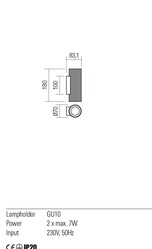 Alternative view of Resigilat –Aplică Redo Delphi 2xGU10 Auriu, Cupru 01-2583