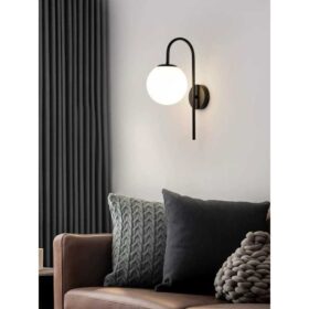 Aplica De Perete Drop , Neagra,Glob Sticla,Bec E27