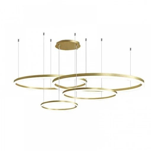 Lustra LED Ring Gold 4 Segmente, cu telecomanda