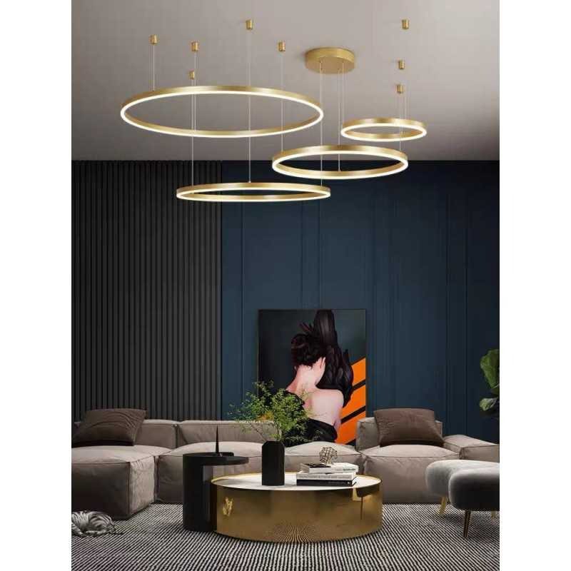 Alternative view of Lustra LED Ring Gold 4 Segmente, cu telecomanda
