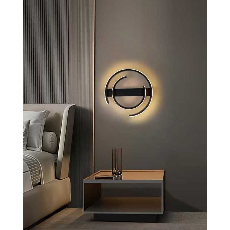 Aplica LED Semi ring 2 Neagra, 30cm,3 Tipuri lumina