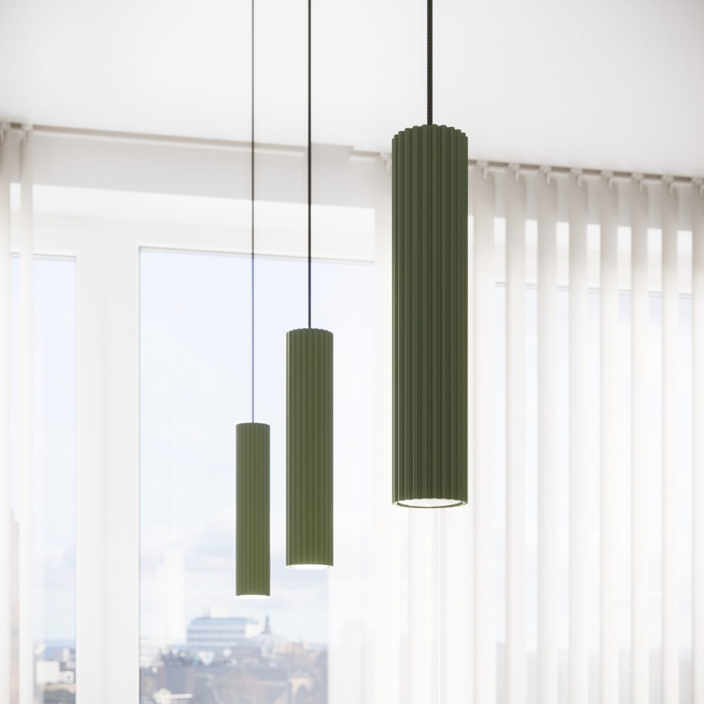 Pendul cilindric KARBON 3 Verde masliniu - imagine 3